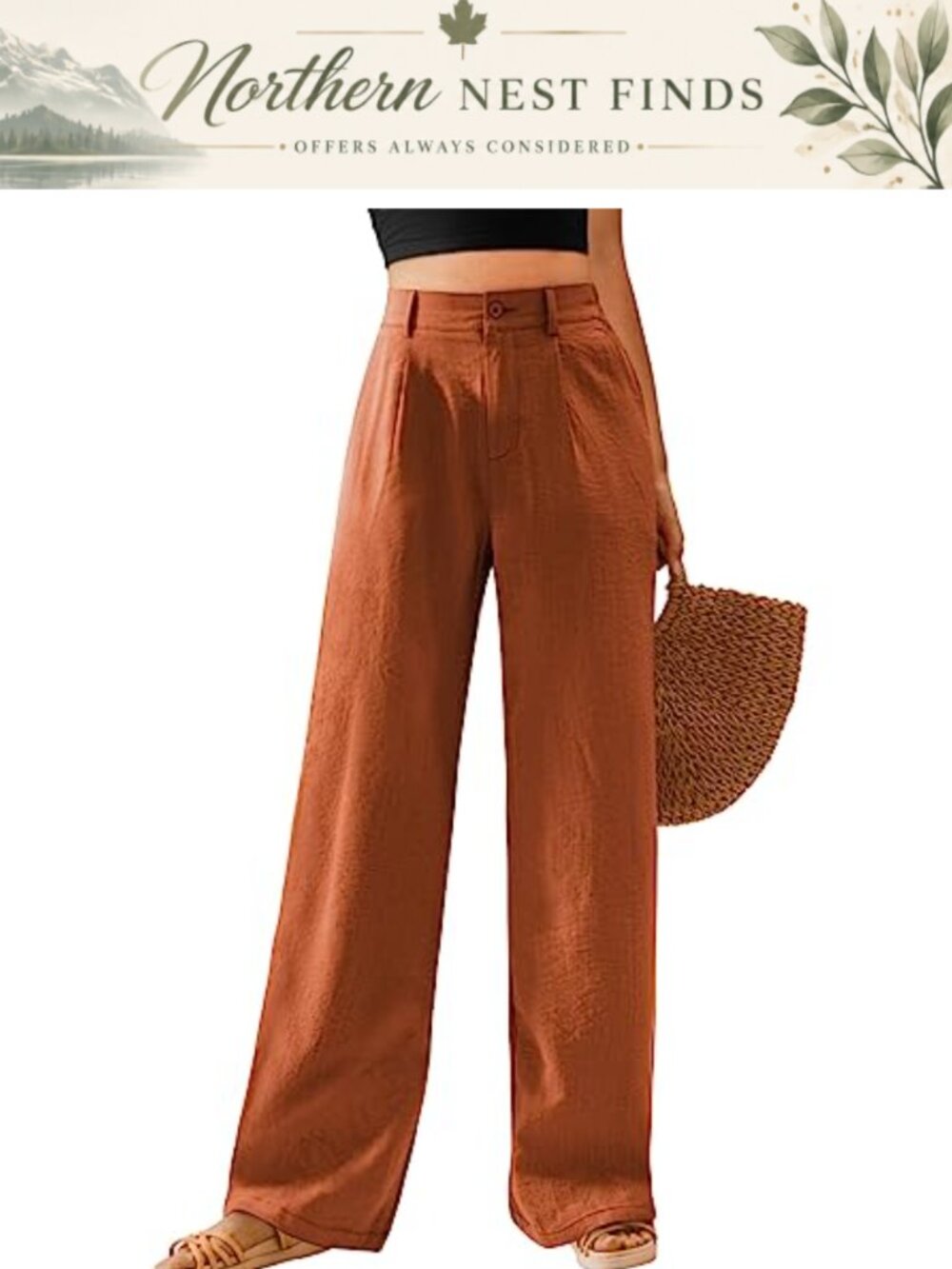 Wide Leg Palazzo Pants High Waisted Button Down Trousers with Pockets